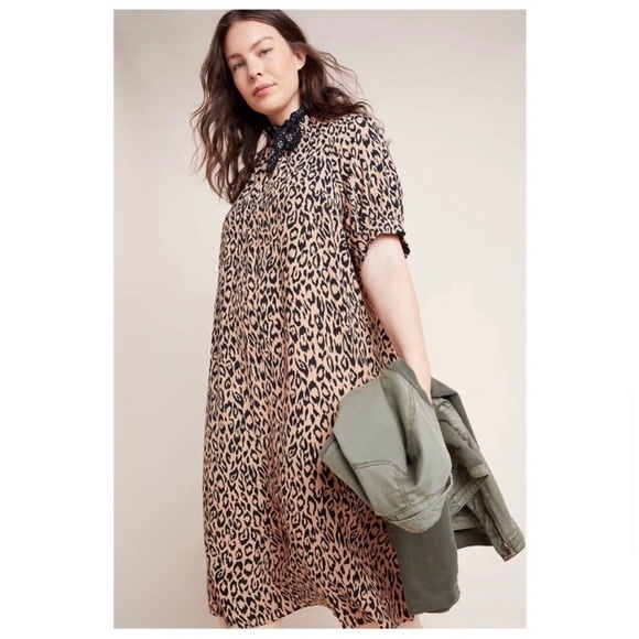Anthropologie Dresses & Skirts - NWOT Anthropologie McKenzie Leopard/Cheetah Print Mock Neck Midi Dress Size-XS